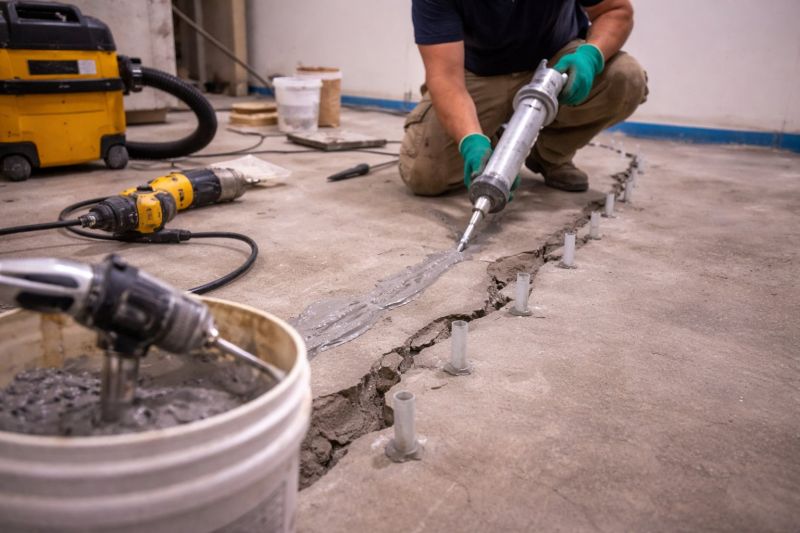Cracked Basement Floor Repair in Lapeer County, MI