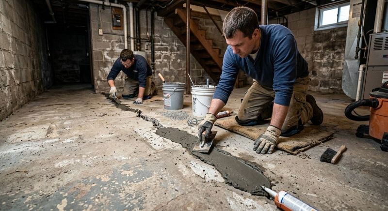 Cracked Basement Floor Repair in Lapeer County, MI